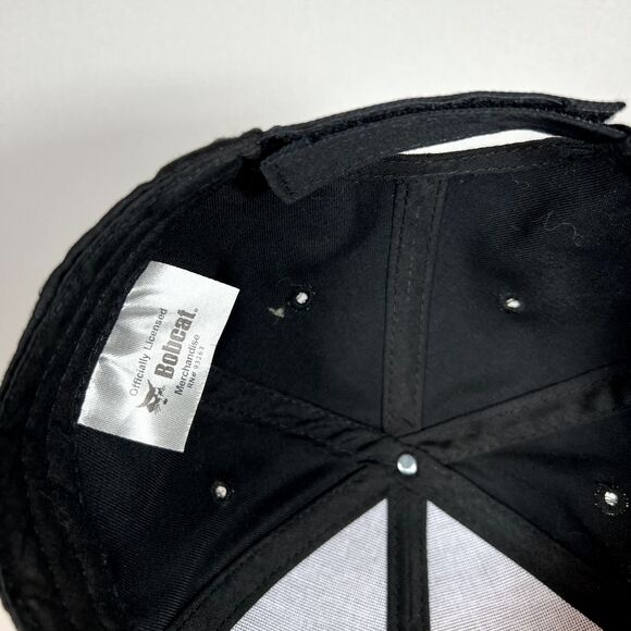 Bobcat Cap Hat Black w/White Embroidery,  Solid Back, Adjustable Hook and Loop - Picture 3 of 3
